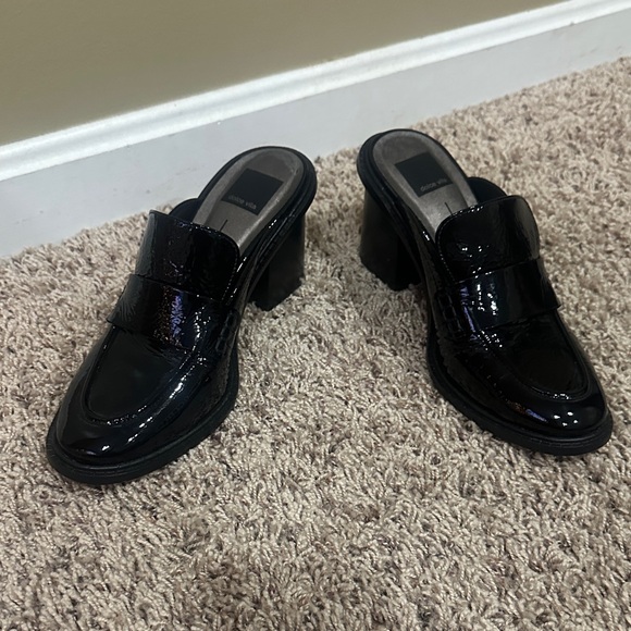 NEW Dolce Vita Glossy Black Block Heel Mules size 7.5 - Picture 7 of 7